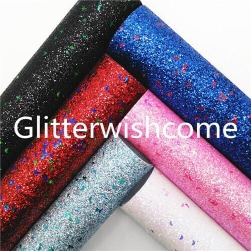 Glitterwishcome 21X29CM A4 Size Fine Glitter Leather Fabric with Moons Stars and Bats for Bows, GM840A