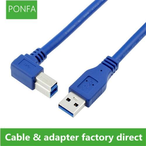 90 Degree Right Angled USB 3.0 A Male AM to USB 3.0 B Type Male BM USB3.0 Cable 0.6m 1m 1.8m 2FT 3FT 6FT For printer scanner HDD