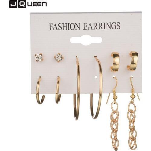 Korean Style Tassel Crystal Earring Sets For Women Lover Mixed Circle Stud Earrings Gifts