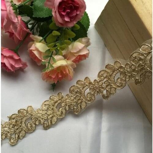 5 Yards 2017 Latest African French Luxury Lace Fabric High Quality Gold Lace Trim For Women Sexy Dresses
