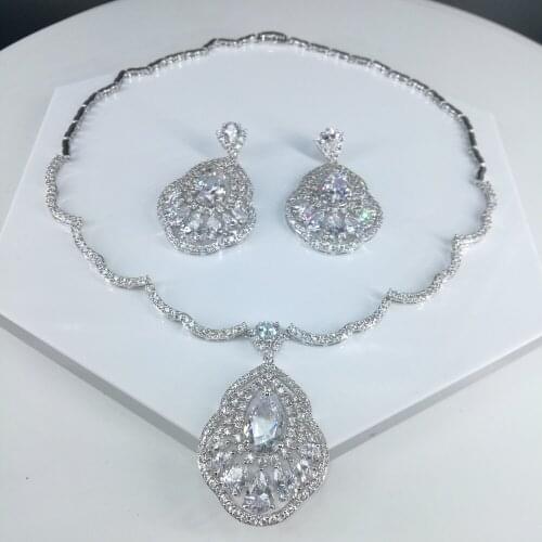 Hot sale New fashion vintage red green crystal blue water drop necklace earring set party birthday jewelry free shipping