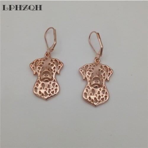 LPHZQH 2017 Fashion Alloy Cute Dalmatian Dog Earings For Women Girl Lover Unique Cool Christmas Birthday Lovely Gift Jewelry