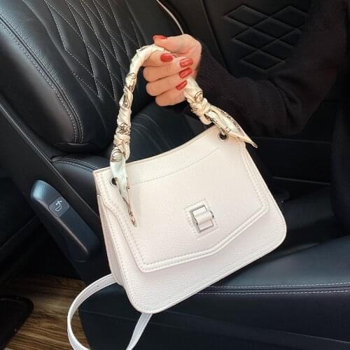 Fashion Solid PU Leather Handbag Purses Women Shoulder Crossbody Bags 2021 New Ladies Messenger Bags Tote With scarf With Scarf