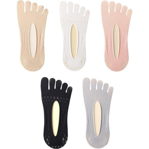 Fashion Summer Thin Toe Sock Slippers Women Lady invisible Finger Silicone Socks Anti-skid Five M5E7