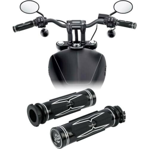 Motorcycle 1'' CNC Handlebar Electric Hand Grips For Harley Touring Road Glide Electra Glide Road King Breakout 2008-20