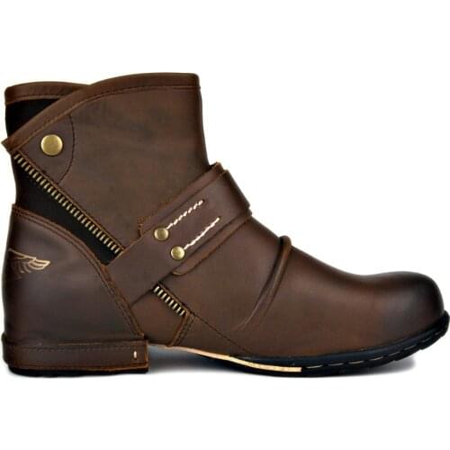 OTTO ZONE brand men boots military 2018 Fashion genuine leather casual ankle boots men Lace-up tactical boots man botas hombre