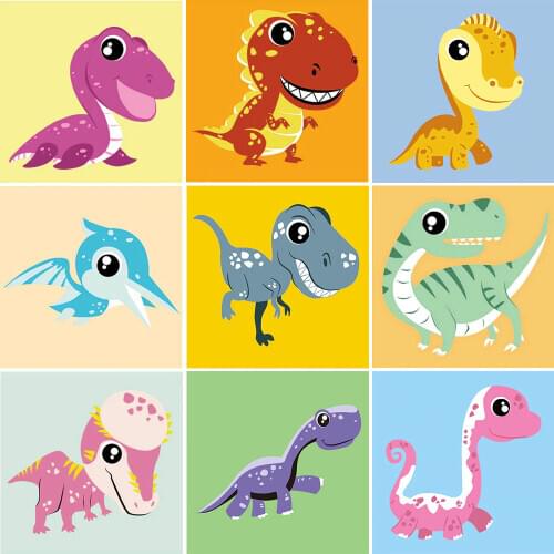 20x20cm Frame Animals DIY Painting By Numbers For Kids Dinosaur Image Paint By Numbers Hand Painted Unique Gift For Children Art