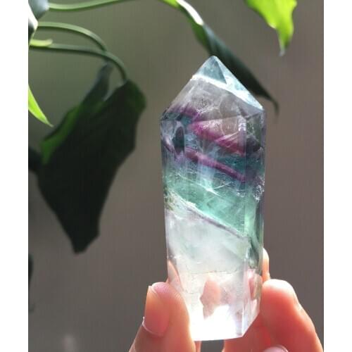 Natural fluorite quartz crystal wand point rieki healing home decoration