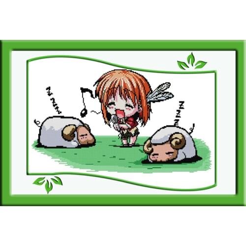 Feel free to sing cross stitch kit cartoon 14ct 11ct count print canvas stitching embroidery DIY handmade needlework