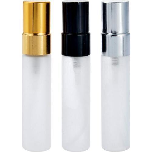 Wholesale 5ML Frosted Glass Spray Bottle Portable Perfume Atomizer Sample Bottle with Gold/Silver/Black Cap