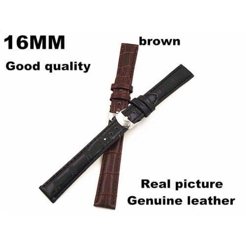 Wholesale 10pcs/lots High quality 16MM genuine leather Watch band watch strap black and brown colors available