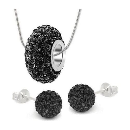 Hr43 set necklace 10mm earring Resin Rhinestone Silver Plated Core Big Hole 14mm european beads crystal