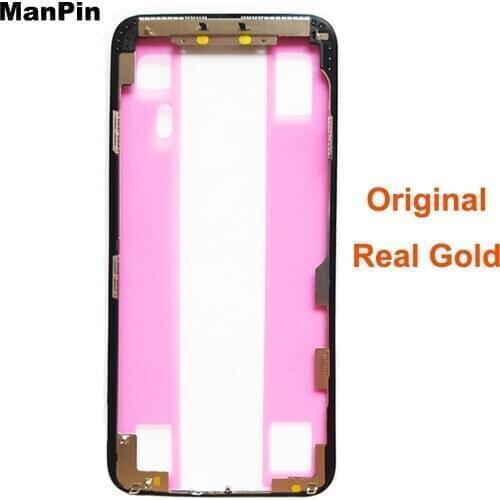 Original Bezel Frame for iPhone 11Pro MAX XS X LCD Screen Glass Housings With Sticker Film Real Gold Mobile Phone Repair Parts