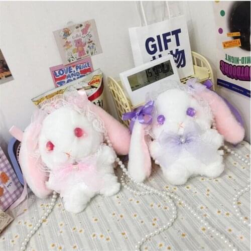Lolita Plush Rabbit Bag JK Bag Cute Bow Bunny Messenger Bag Gift Plush Toys D866