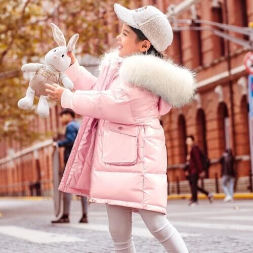 2020 Winter Children Girls Clothes Warm Down Jackets Coat Girls Clothing Kids Hooded Thicken Long Waterproof Parka Outwear W683