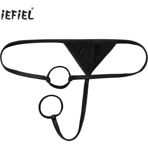 Sexy Panties Men Low Rise O-Ring T-Back Bikini Briefs Elastic Crotchless G-string Underwear Lingerie Thong Underpants Nightwear