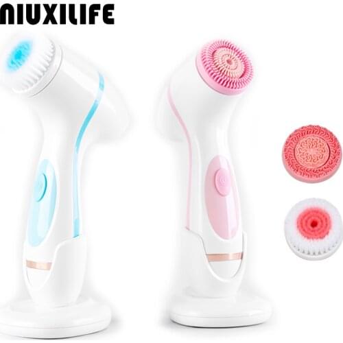 3in 1 Facial Cleansing Brush Rechargeable Electric Waterproof Spin Sonic Exfoliating Face Scrubber Brush Kit Skin Care Machine