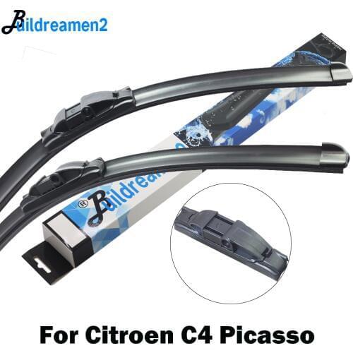 Buildreamen2 Car Wiper Blade Windscreen Rubber Wiper For Citroen C4 Picasso Fit Bayonet /Push Button / Side Pin Arms 2006-2018