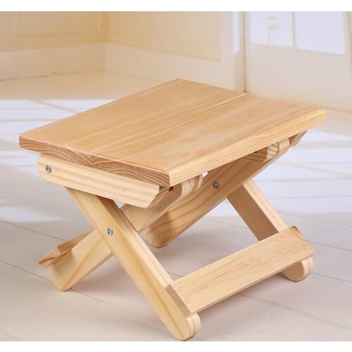 Pine wood folding stool kids furniture portable household solid wood Mazar fishing chair small bench square stool WF1015