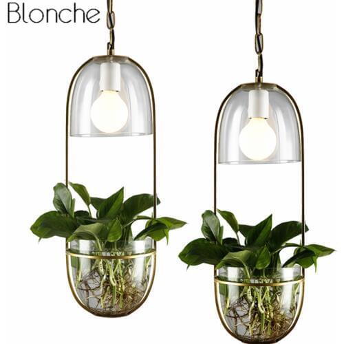 Modern Glass Led Pendant Lights DIY Plant Hanging Lamp Dining Room Bedroom Kitchen Light Fixtures Luminaire Home Art Decor E27