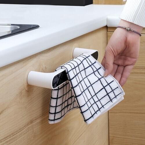 Towel rack free punch toilet kitchen bathroom sucker simple creative bath towel rack shelf wall mounted towel bar