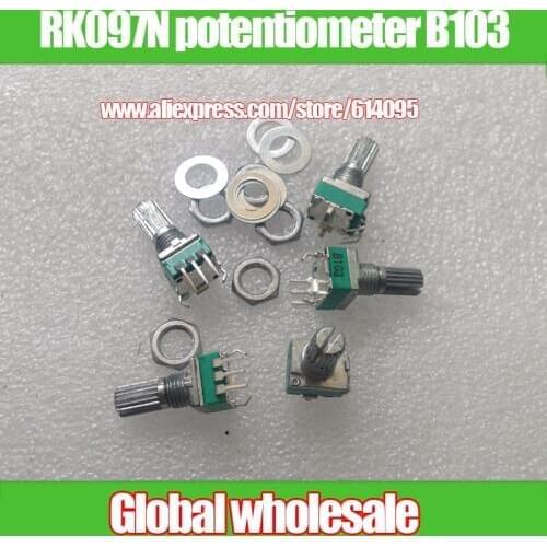 6pcs RK097N vertical potentiometer single joint B103 B10K / handle length 15MM / floral axis / short legs