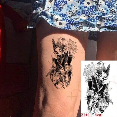 Waterproof Temporary Tattoo Sticker Waves Fish Flower Flash Tattoos Geometry Zeus Clock Owl Body Art Arm Fake Tatoo Women Men