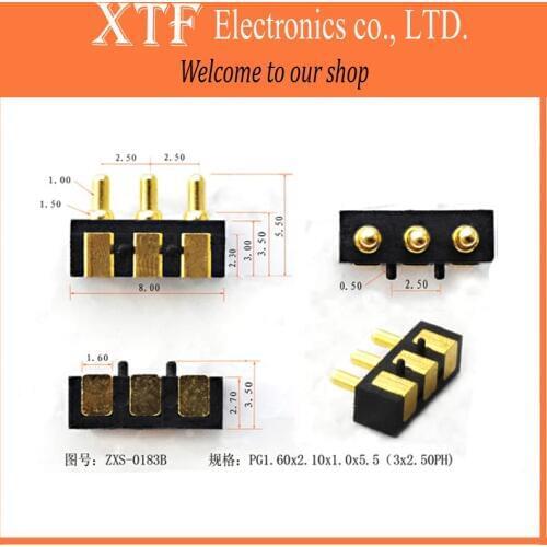 10PCS/Lot 3PIN Tangda pogo pin connector Charging pin Mobile phone battery Spring probe Conductive needle Thimble test