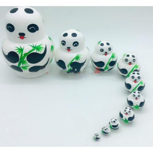10 layers wooden matryoshka doll nesting toy panda, Russian dolls, crafts, gifts,christmas gift