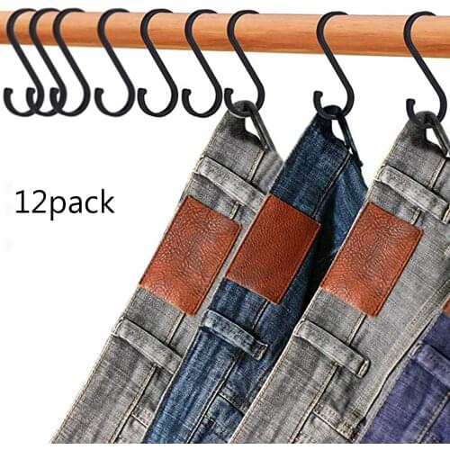 12Pcs Space Aluminum Practical Hooks S Shape Kitchen Railing S Hanger Hook Clasp Holder Hooks For Hanging Clothes Handbag Hook