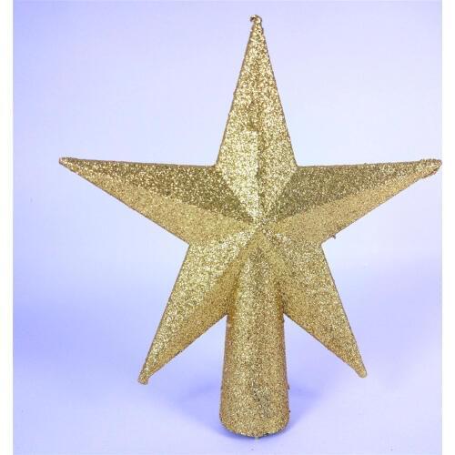 2PCS 15cm Gold Plastic Powder Christmas Tree Toppers Christmas Tree Ornaments Xmas Decoration Party Decor for Home