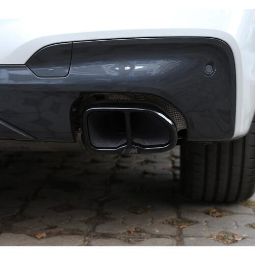 2pcs Glossy Black 304 Stainless Steel For BMW X3 G01 2018 Car-styling Exhaust Tail Pipe Cover Trim Accessories
