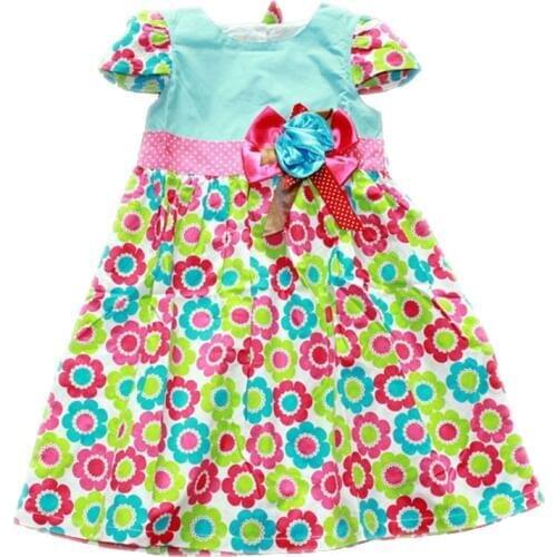 2017 summer flower girls dress 100% cotton free shipping 2-8 years old