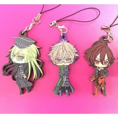 3pcs/lot Amnesia Original Japanese anime figure rubber Silicone mobile phone charms keychain strap G809