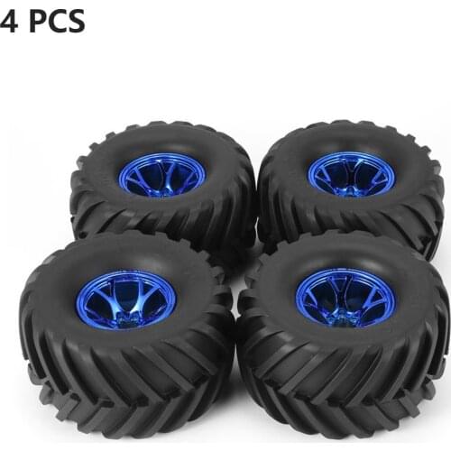 4Pcs 130mm Rubber Tyre Tire Wheel Rim Hub For HSP HPI 1/10 RC Big Feet Model Beadlock No Gluing Spare Parts