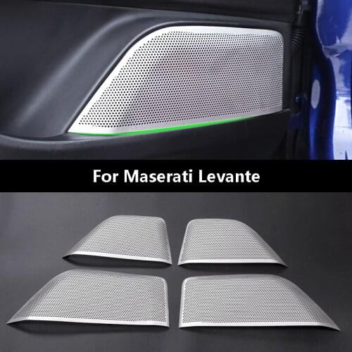 4Pcs/set Aluminum Alloy Car Door Speaker Cover Trim For Maserati Levante Auto Accessories