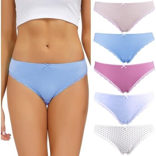 5pcs/pack solid cotton women underwear mid rise plus size 3XL panties for women cute bow Calcinha Cotton sexy Lingerie briefs