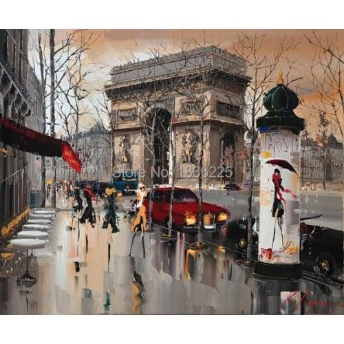 Free shipping Quality Palette Knife New York city oil painting as Living room oil painting with thick textured on canvas