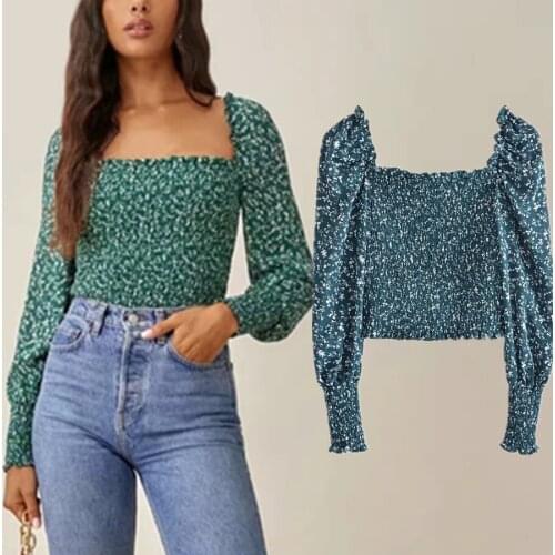 Jenny&Dave Shirt Women Ins Fashion Blogger Vintage Floral Printing Blouse Women France Long Sleeve Blusas Mujer De Moda Tops