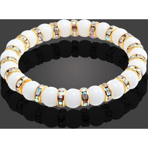 Chakra Bracelet Men Women Gold Crystal White Natural Stone Beads Balance Charms Bracelets Reiki Buddha Prayer pulseira feminina