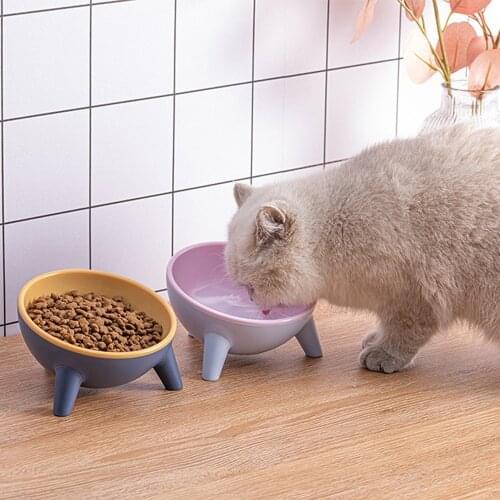 Bowl Feeder For Cat Dog Pet Bowls And Drinkers Tilted Anti Flip Overturn Water Food Bowl With Flat Stand Puppy Cats Feeder