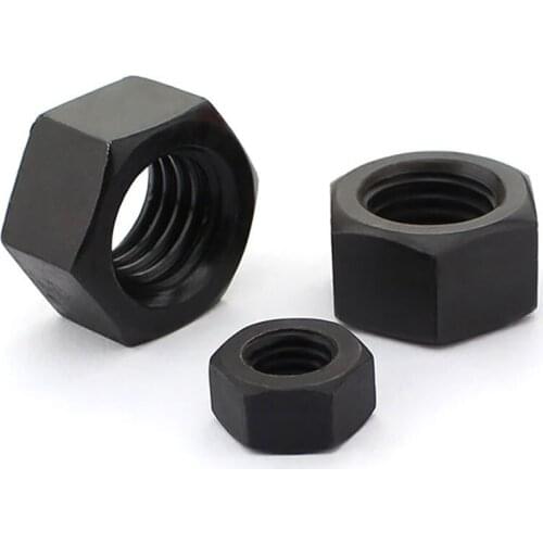 Black Grade 8.8 steel Metric Full Threaded Hex Hexagon Nut M2 M2.5 M3 M4 M5 M6 M8 M10-M30