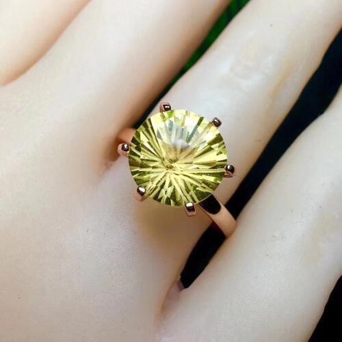 Citrine ring Free shipping Real natural citrine 925 sterling silver Fine yellow gem 10*10mm