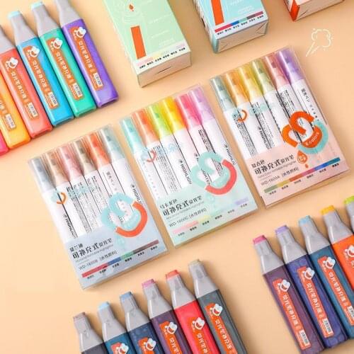 6pcs/set Coloful Fluorescent Marker Pen Large Ink Capacity Stationery School Supplies Office Kids By Kevin&sasa Crafts
