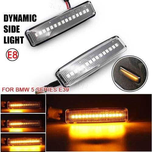 For Bmw 5 Series 5er E39 Dynamic LED Flowing Water Turn Signal Light Fender Side Marker Indicator Flashing Sequential Amber