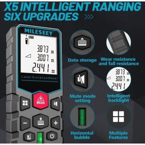 Mileseey electronic roulette laser rangefinder 40m 60m 80m 100m laser distance meter digital trena lazer measure range finder