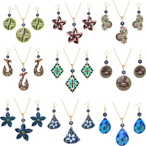 SophiaXuan Hawaiian Polynesian Womens Jewelry Set New Designer Flower Nnecklaces Long Earrings Ncklace Sets for Women 2021 Hot