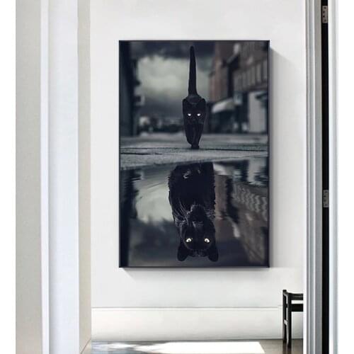 Creative Animal Canvas Painting Little Cat Like Leopard or Tiger Lion Poster Prints Wall Art Pictures for Living Room Home Decor