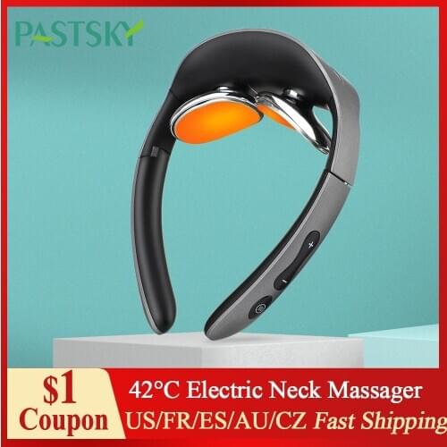 42°C Electric Neck Massager Foldable Heating Low Frequency Pulse Massager TENS Cervical Vertebra Relax Pain Relief Hot Compress
