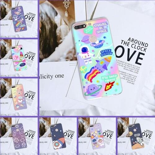 Cute Space Astronaut Phone Cases For Huawei Honor 7 7S 7X 7A 7C Pro 8X MAX 10 9 8 Soft Silicone Cover For Honor 7 8 9 10 Lite